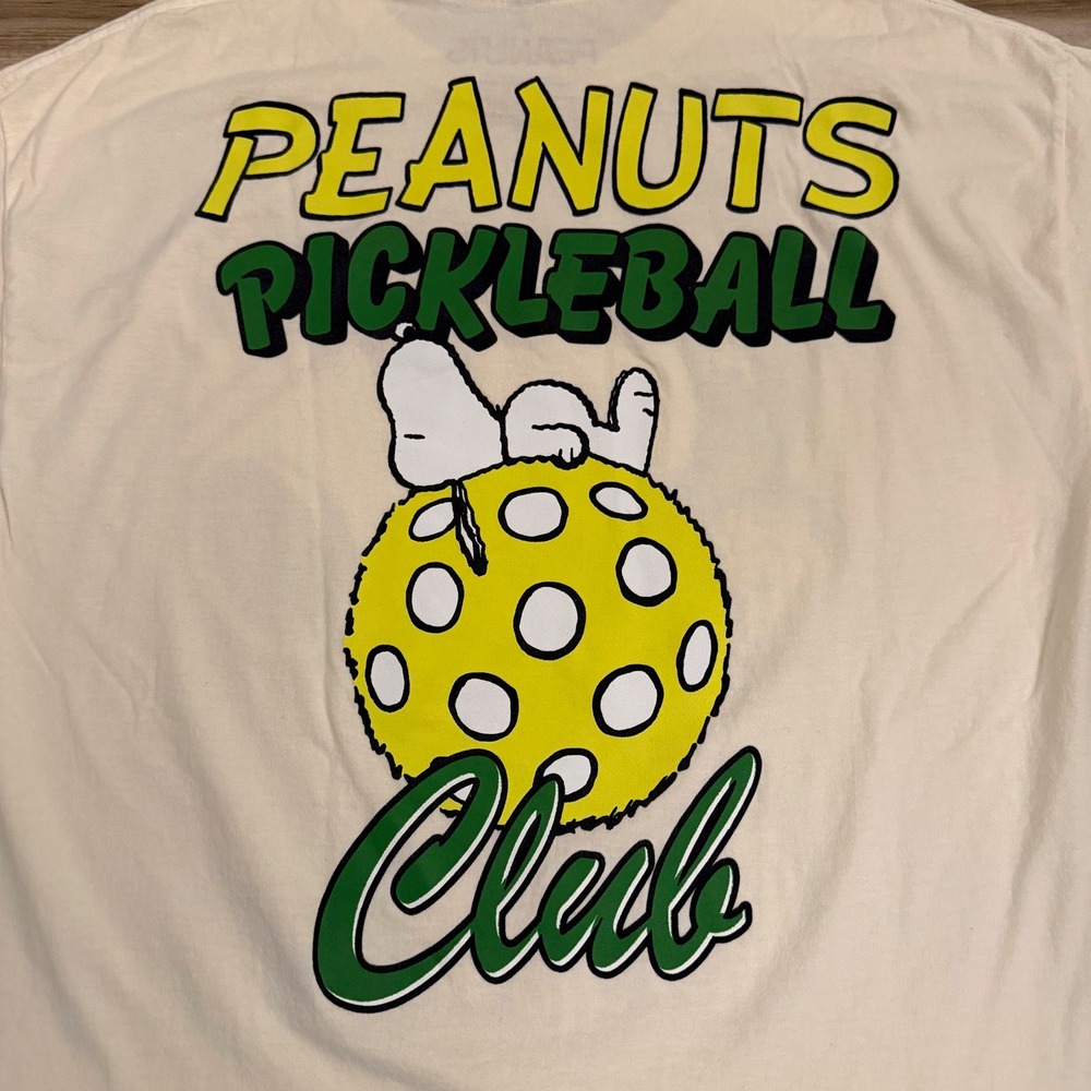 Peanuts Snoopy Pickleball Club T-Shirt Mens XL Cream Ripple Junction Graphic Tee - Picture 5 of 7